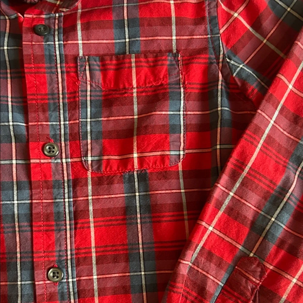 The Children's Place Red and Navy Plaid Button-Up Shirt